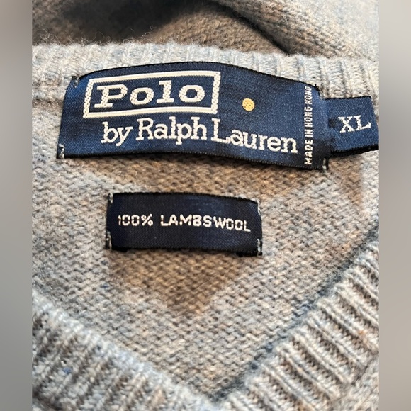 Polo Ralph Lauren Men's Gray Lamb Wool V-Neck Long Sleeve Sweatshirt Sz XL - Picture 5 of 6